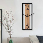Sleek Rectangular Wall Clock with Wooden Grain Frame