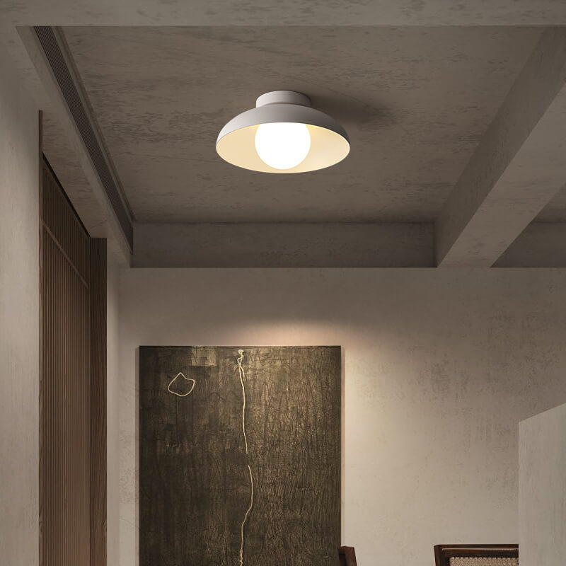 Modern Semi-Flush Light Fixture | Glass & Iron | Soft Ambient Glow for Hallway or Living Room