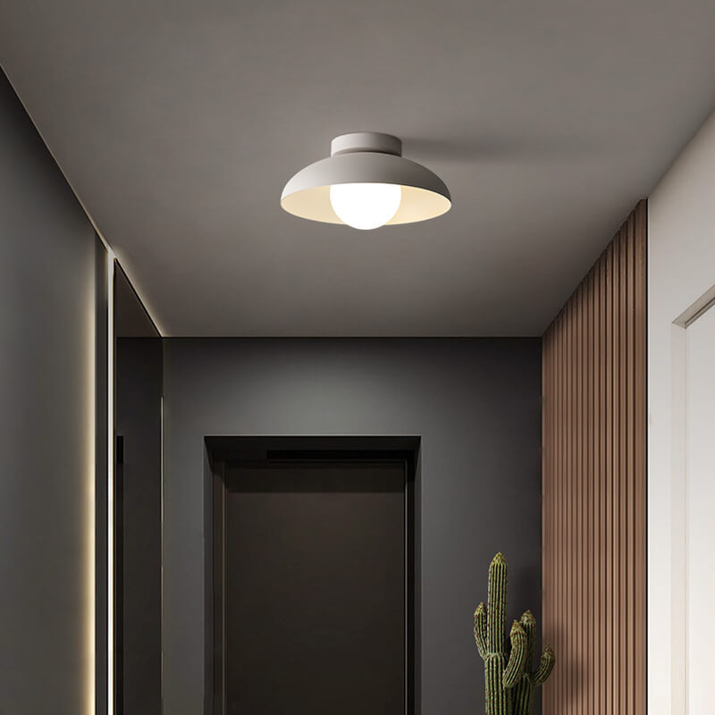Modern Semi-Flush Light Fixture | Glass & Iron | Soft Ambient Glow for Hallway or Living Room
