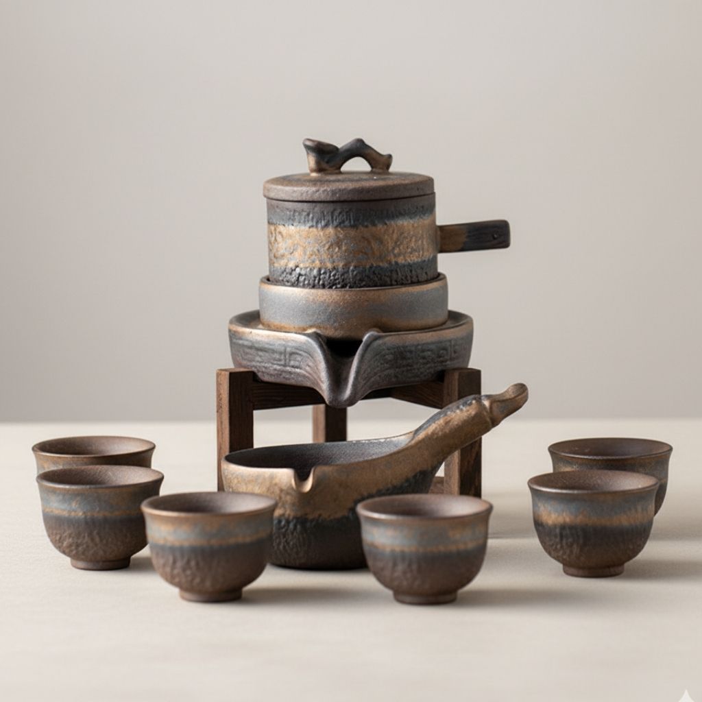 Artisan Crafted Glazed Ceramic Tea Set