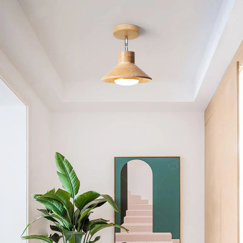 Natural Wood Cone Ceiling Light Fixture