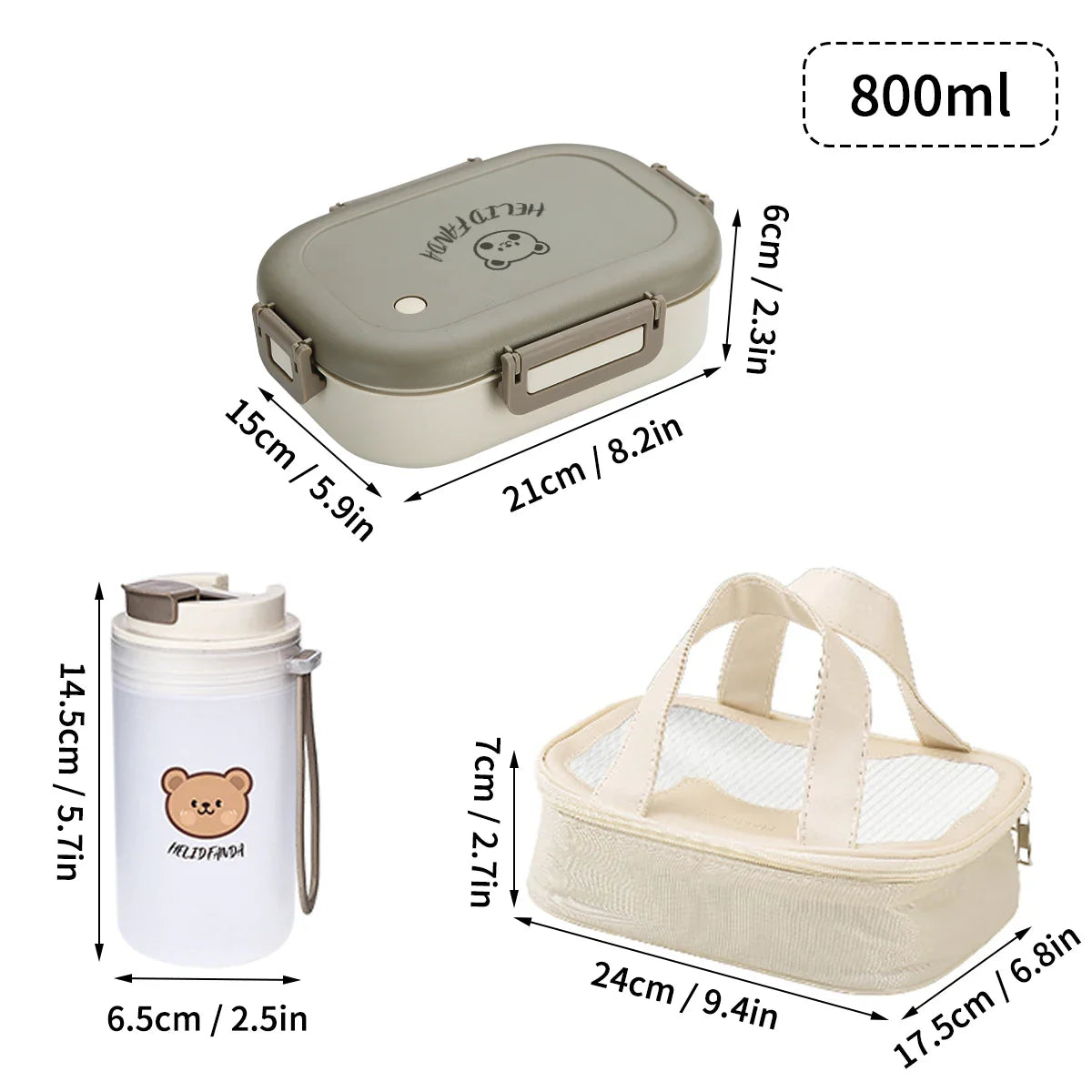 Portable Bento Lunch Box with 3 Compartments – Leak-Proof Design