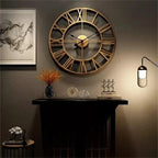 Large Roman Numeral Metal Wall Clock in 3D Style