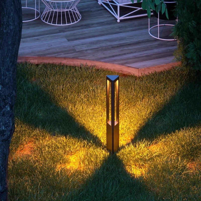 Rectangular Black Garden Path Lamp - Outdoor LED Bollard Light
