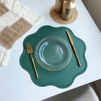 Round Faux Leather Placemats with Embossed Floral Pattern – Luxury Set