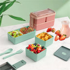 Double Layer Lunch Box 1400ml | Portable Food Container with Cutlery – Microwave Safe for Kids and Adults