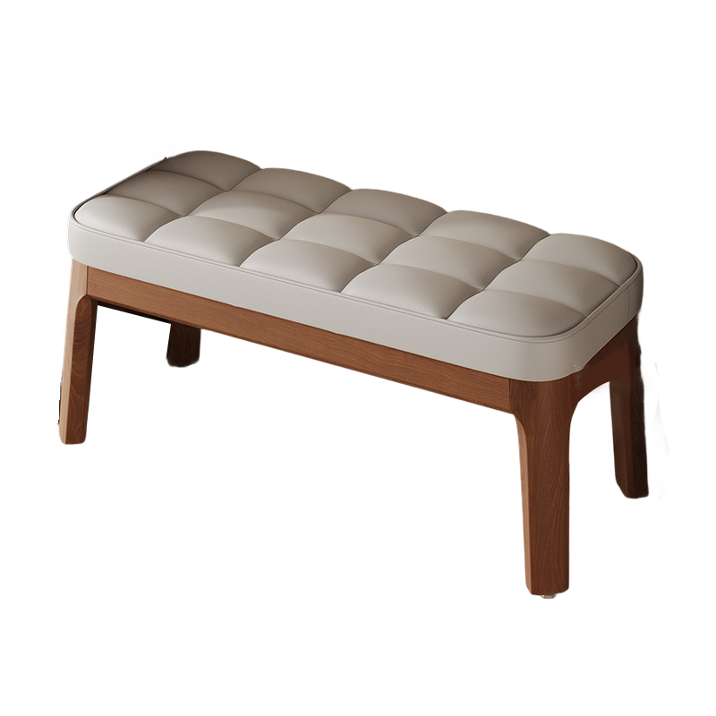 Entryway Shoe Storage Bench with Upholstered Grid and Solid Wood Frame
