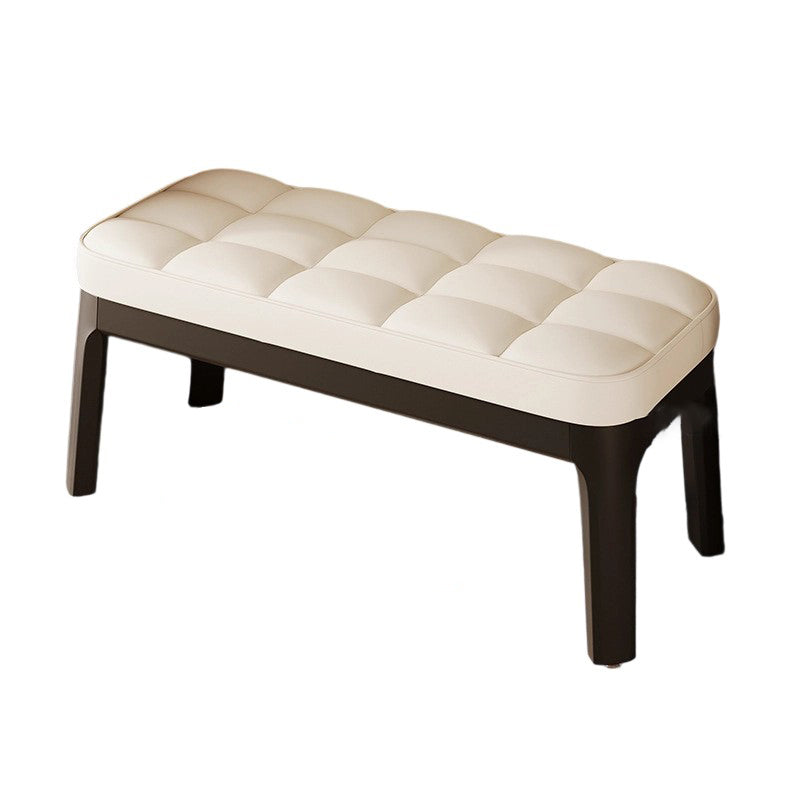 Entryway Shoe Storage Bench with Upholstered Grid and Solid Wood Frame