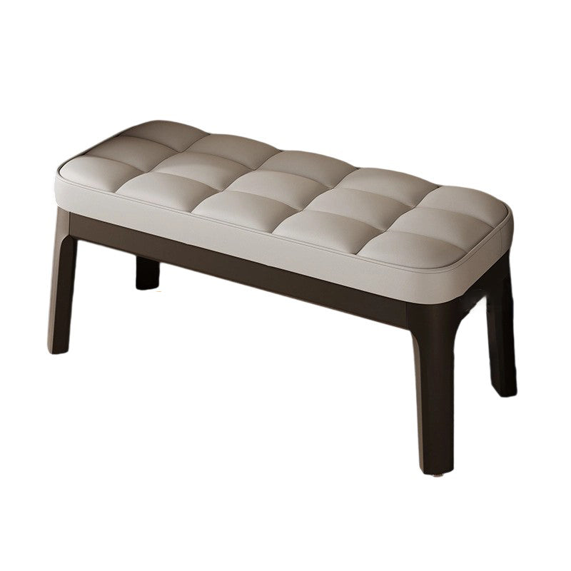 Entryway Shoe Storage Bench with Upholstered Grid and Solid Wood Frame
