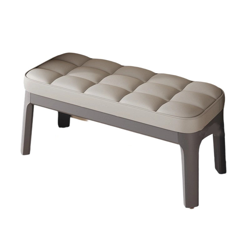 Entryway Shoe Storage Bench with Upholstered Grid and Solid Wood Frame