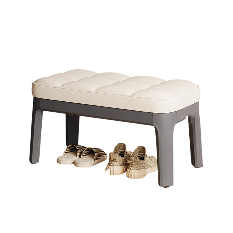 Entryway Shoe Storage Bench with Upholstered Grid and Solid Wood Frame