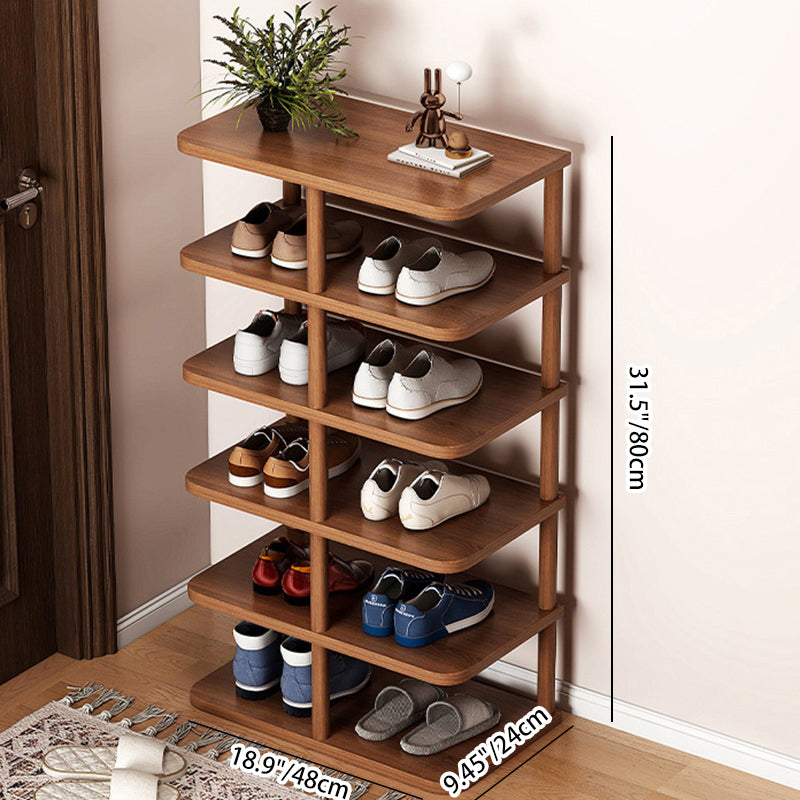 6/7 Tier Entryway Shoe Organizer - Minimalist PVC and Wood Design