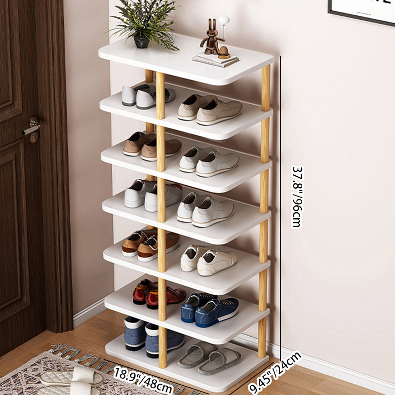 6/7 Tier Entryway Shoe Organizer - Minimalist PVC and Wood Design