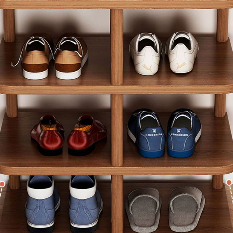 6/7 Tier Entryway Shoe Organizer - Minimalist PVC and Wood Design