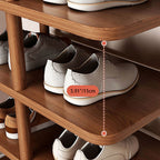 6/7 Tier Entryway Shoe Organizer - Minimalist PVC and Wood Design