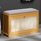 Bamboo and ABS Shoe Rack with Breathable Flip-Top for Entryway Storage