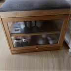 Bamboo and ABS Shoe Rack with Breathable Flip-Top for Entryway Storage