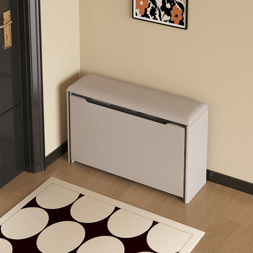 2-Tier Entryway Organizer Bench – Minimalist Pine and PU Leather Storage