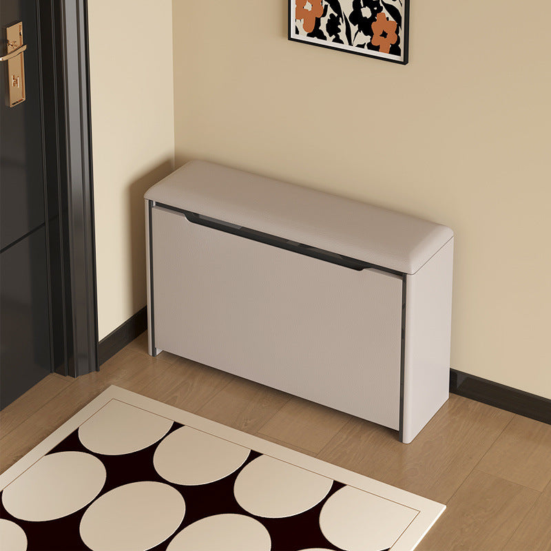 2-Tier Entryway Organizer Bench – Minimalist Pine and PU Leather Storage