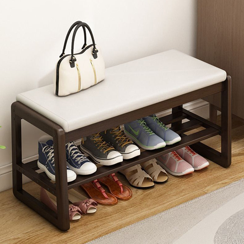 Compact 1-Tier Shoe Organizer in Solid Wood and Fabric for Entryway