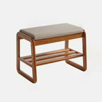 Compact 1-Tier Shoe Organizer in Solid Wood and Fabric for Entryway