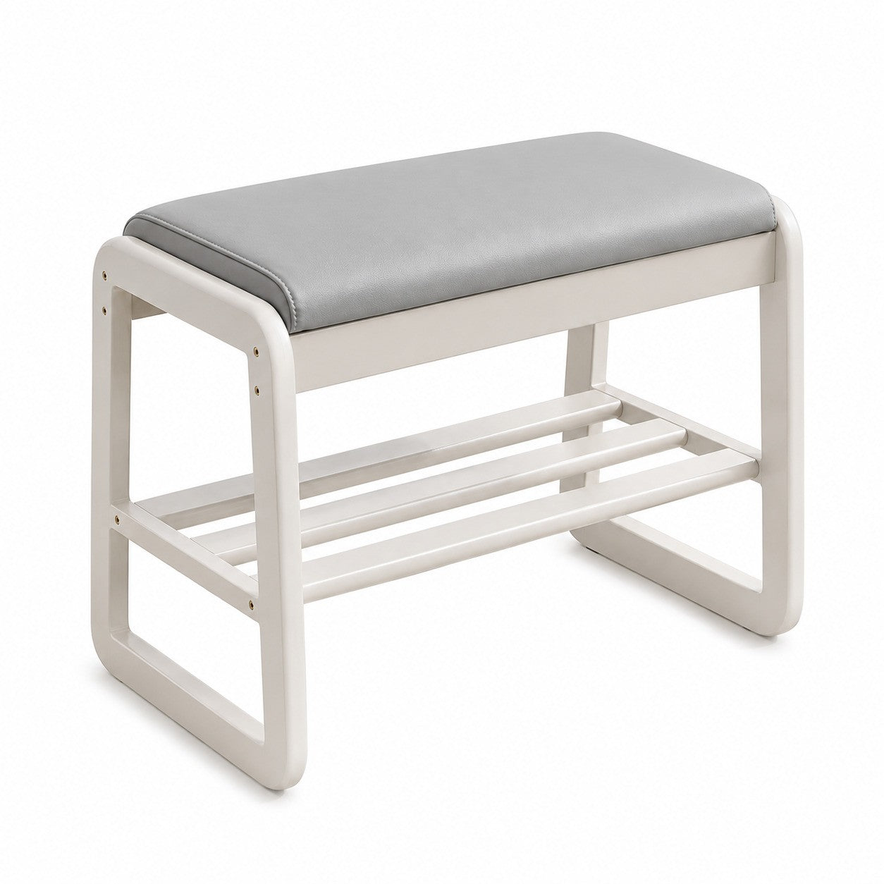 Compact 1-Tier Shoe Organizer in Solid Wood and Fabric for Entryway