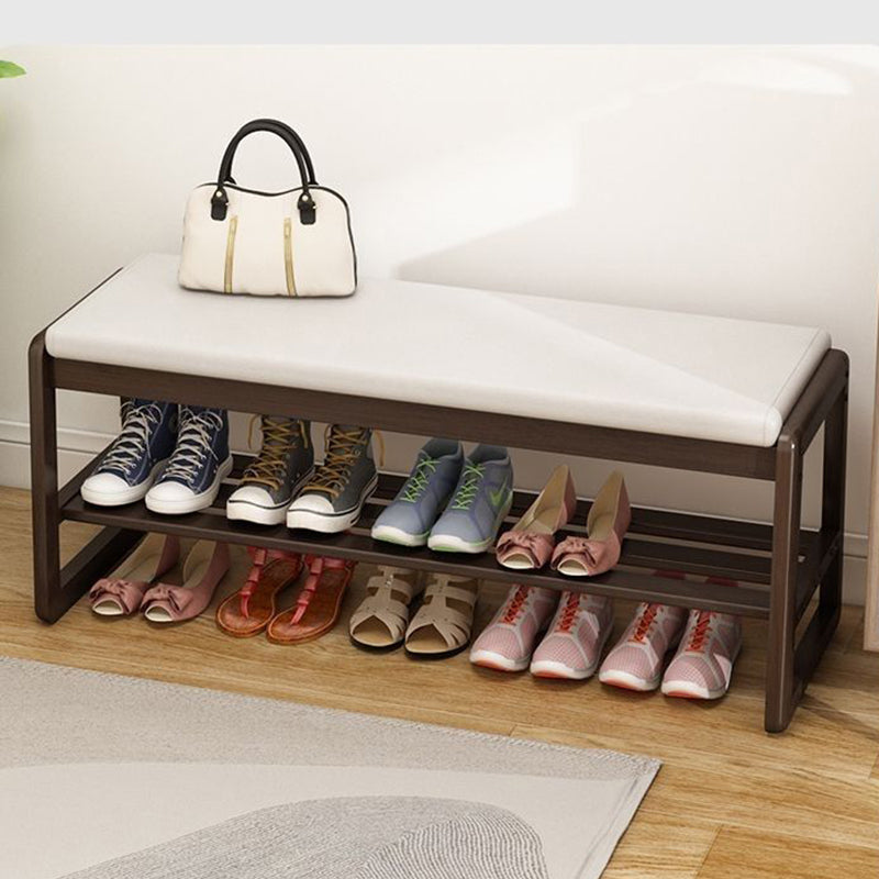 Compact 1-Tier Shoe Organizer in Solid Wood and Fabric for Entryway