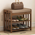 2-Tier Bamboo Rattan Shoe Organizer Rack for Minimalist Entryway