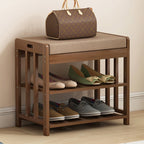 2-Tier Bamboo Rattan Shoe Organizer Rack for Minimalist Entryway