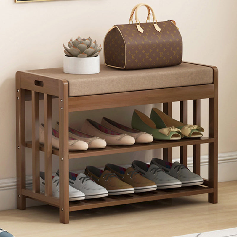 2-Tier Bamboo Rattan Shoe Organizer Rack for Minimalist Entryway