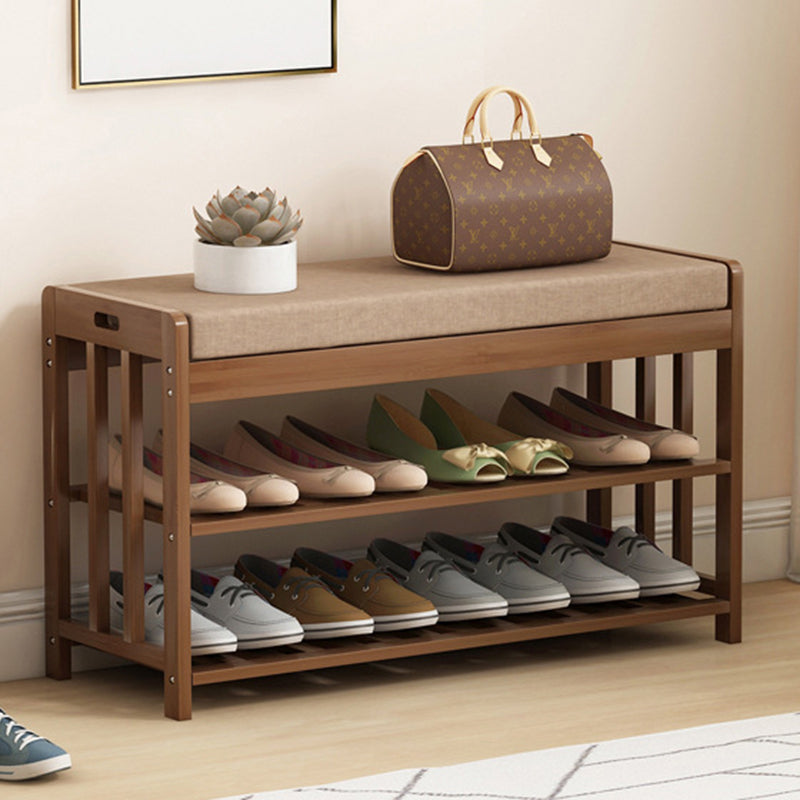 2-Tier Bamboo Rattan Shoe Organizer Rack for Minimalist Entryway