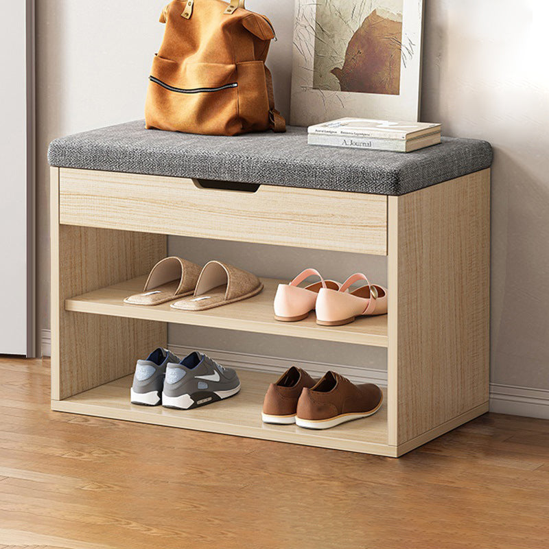3-Tier Shoe Organizer with Wood and PU Leather – Minimalist Storage Rack