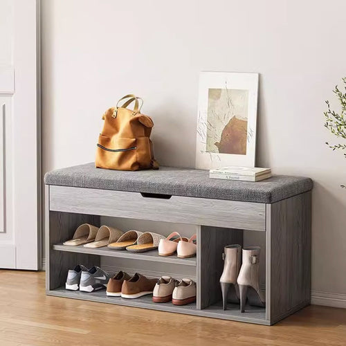 3-Tier Shoe Organizer with Wood and PU Leather – Minimalist Storage Rack