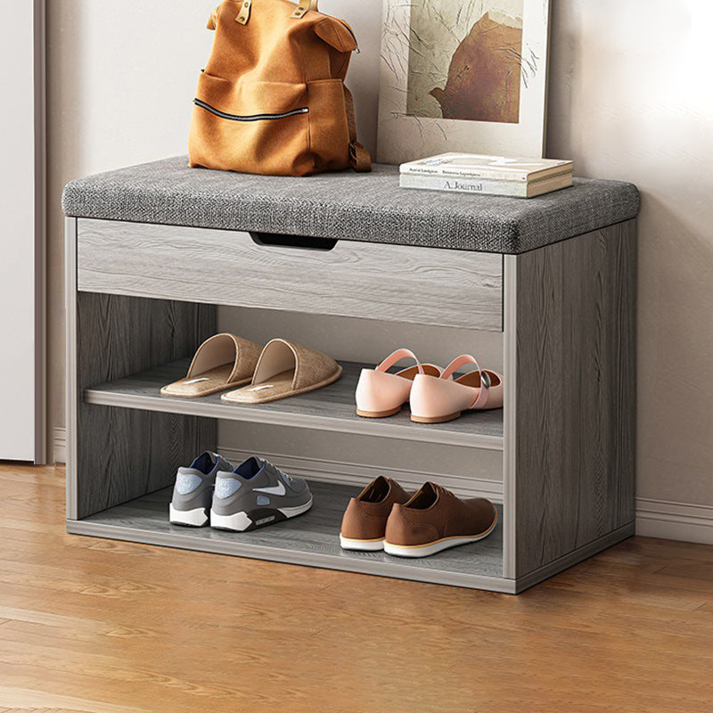3-Tier Shoe Organizer with Wood and PU Leather – Minimalist Storage Rack