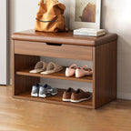 3-Tier Shoe Organizer with Wood and PU Leather – Minimalist Storage Rack
