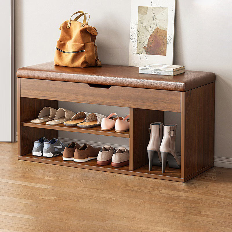 3-Tier Shoe Organizer with Wood and PU Leather – Minimalist Storage Rack