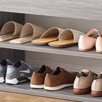 3-Tier Shoe Organizer with Wood and PU Leather – Minimalist Storage Rack