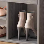 3-Tier Shoe Organizer with Wood and PU Leather – Minimalist Storage Rack