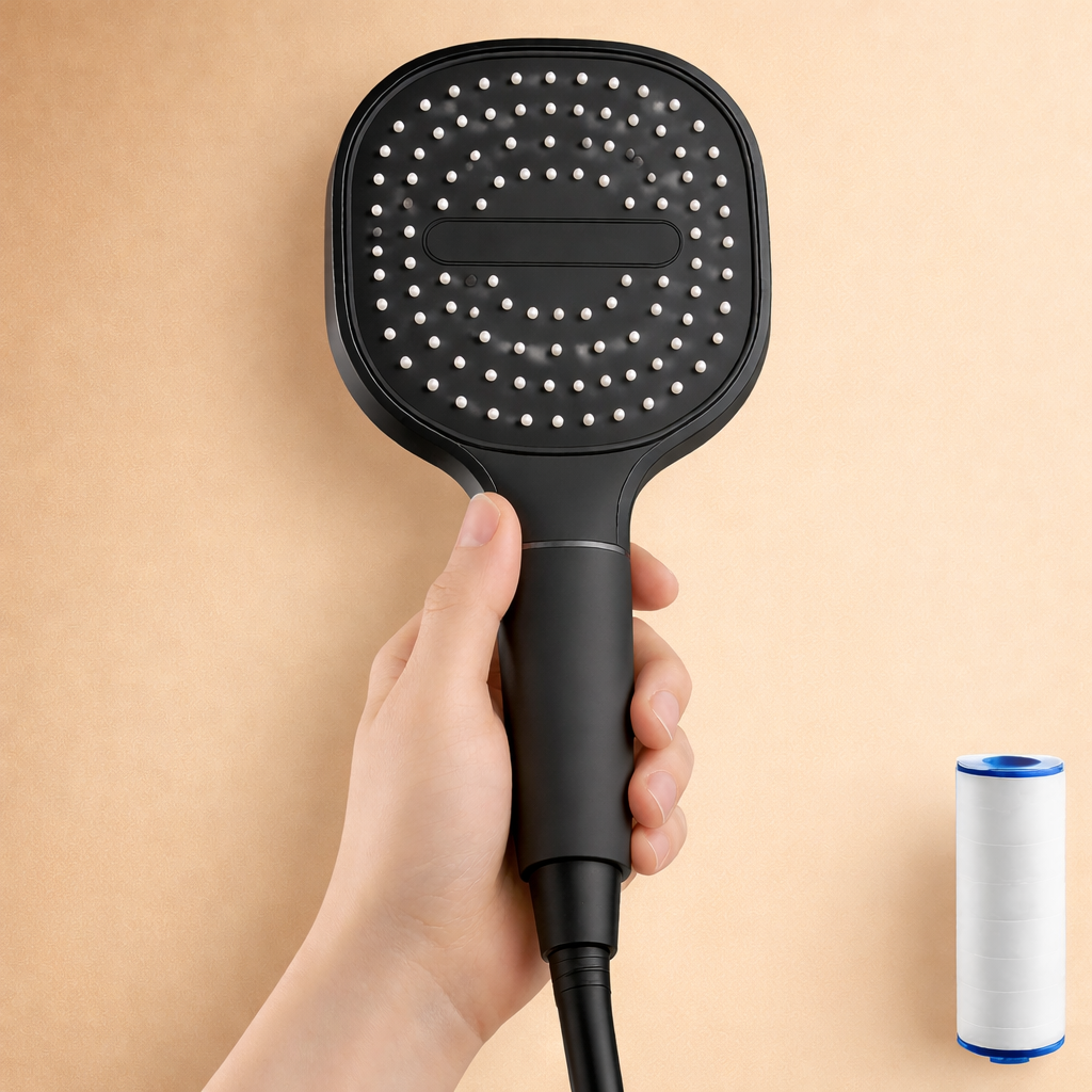 Adjustable High Pressure Shower Head with Turbo Boost Filtered Spray