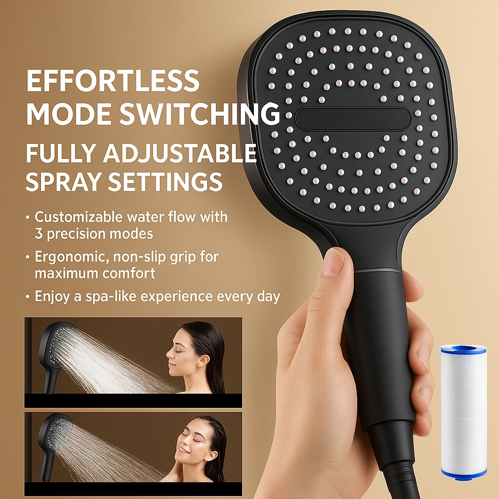 Adjustable High Pressure Shower Head with Turbo Boost Filtered Spray