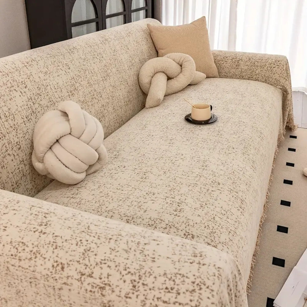 Machine Washable Chenille Sofa Cover - Elegant Speckled Pattern