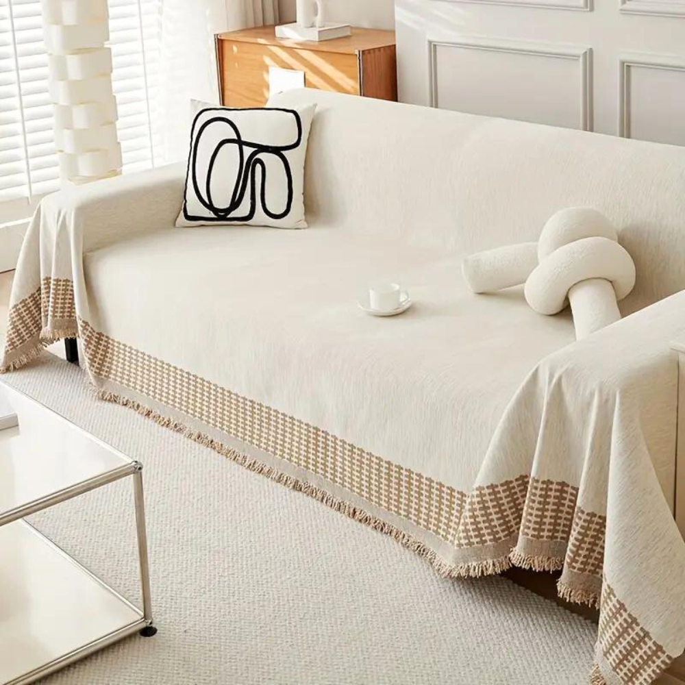Rustic Chenille Cotton Slipcover for Sectional Sofa