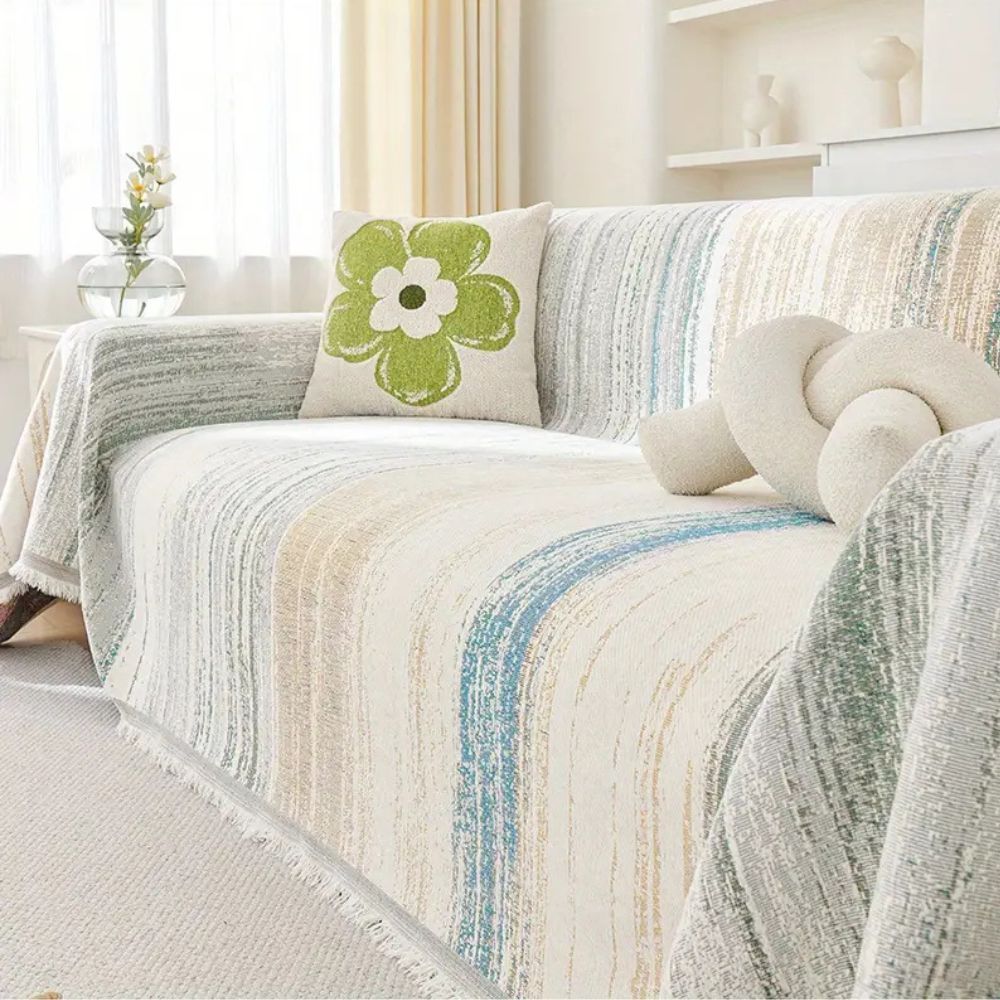 Striped Chenille Sofa Cover in High-Quality Fabric