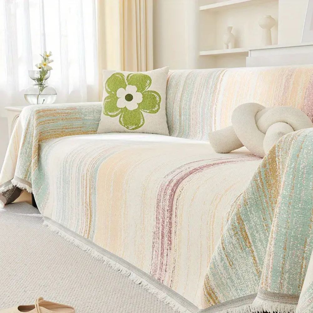 Striped Chenille Sofa Cover in High-Quality Fabric