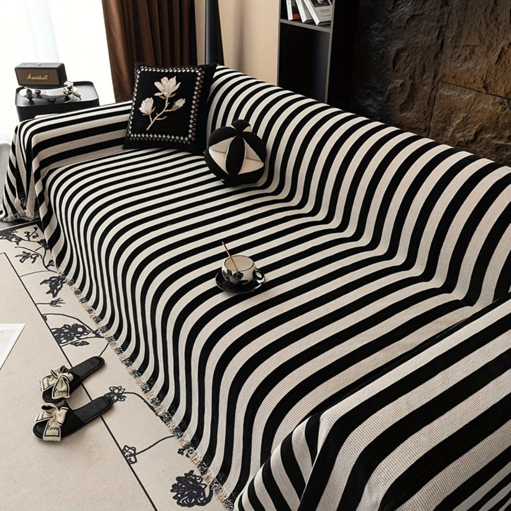 Striped Chenille Sofa Cover - Elegant Design for Classic Style