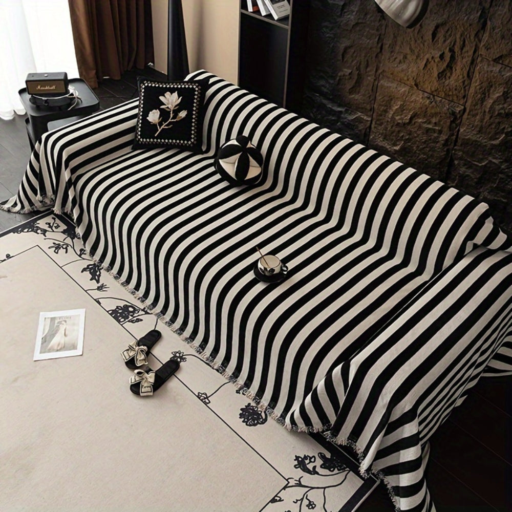 Striped Chenille Sofa Cover - Elegant Design for Classic Style