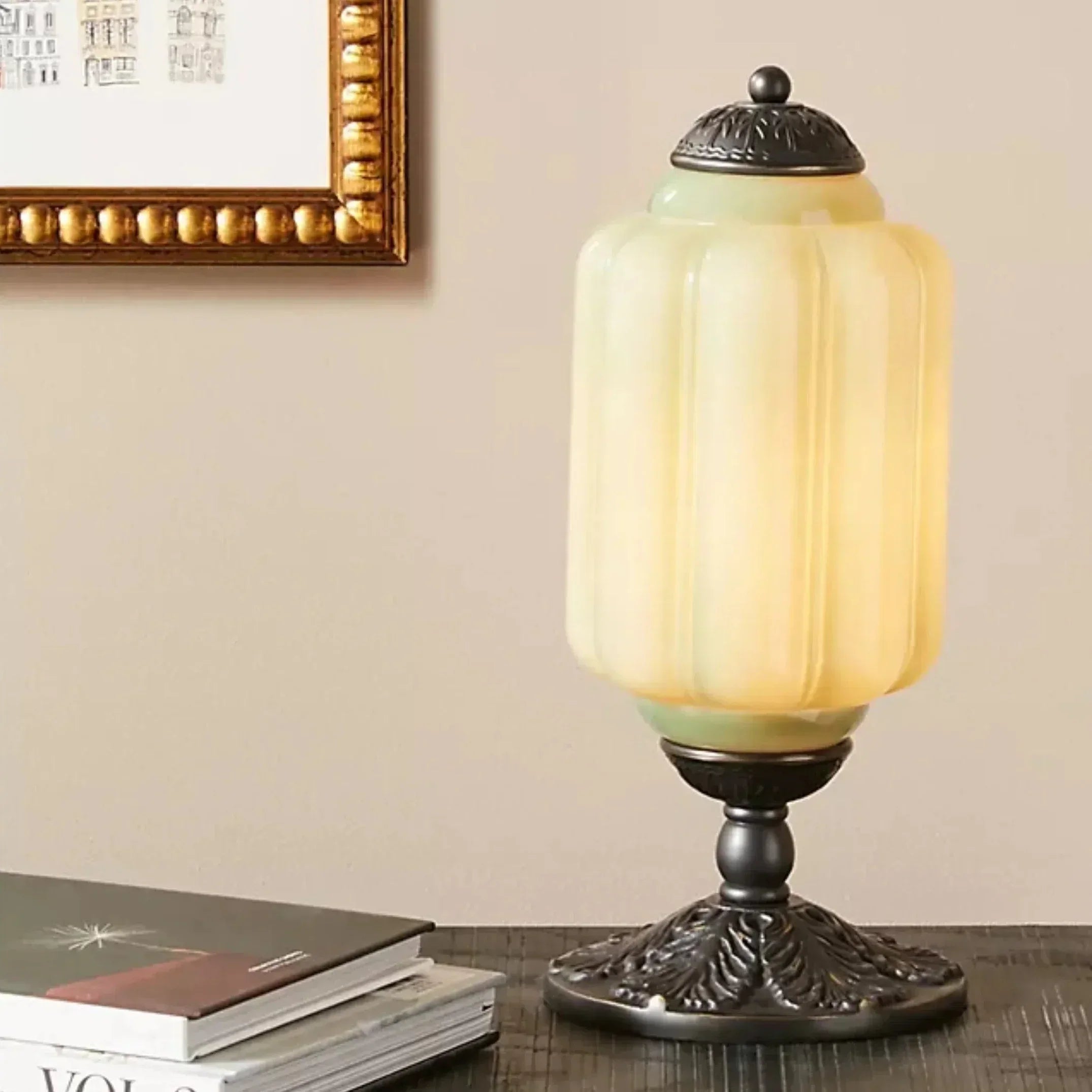 Vintage Base Table Lamp with Opal Glass Shade