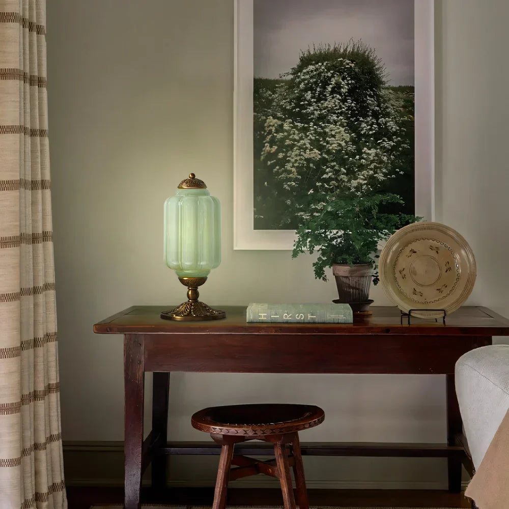 Vintage Base Table Lamp with Opal Glass Shade