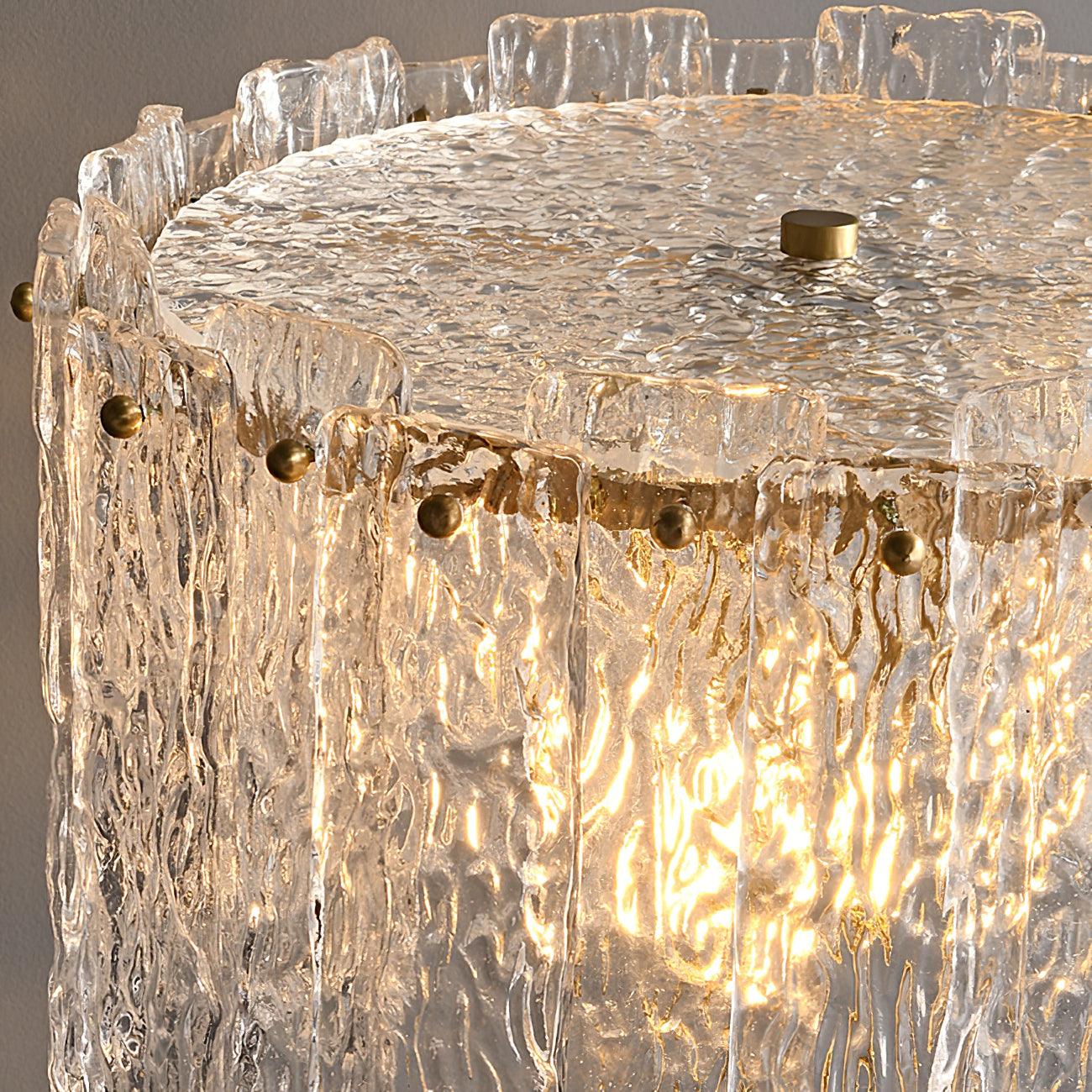 Round Base Table Lamp with Metal Stem and Crystal Shade