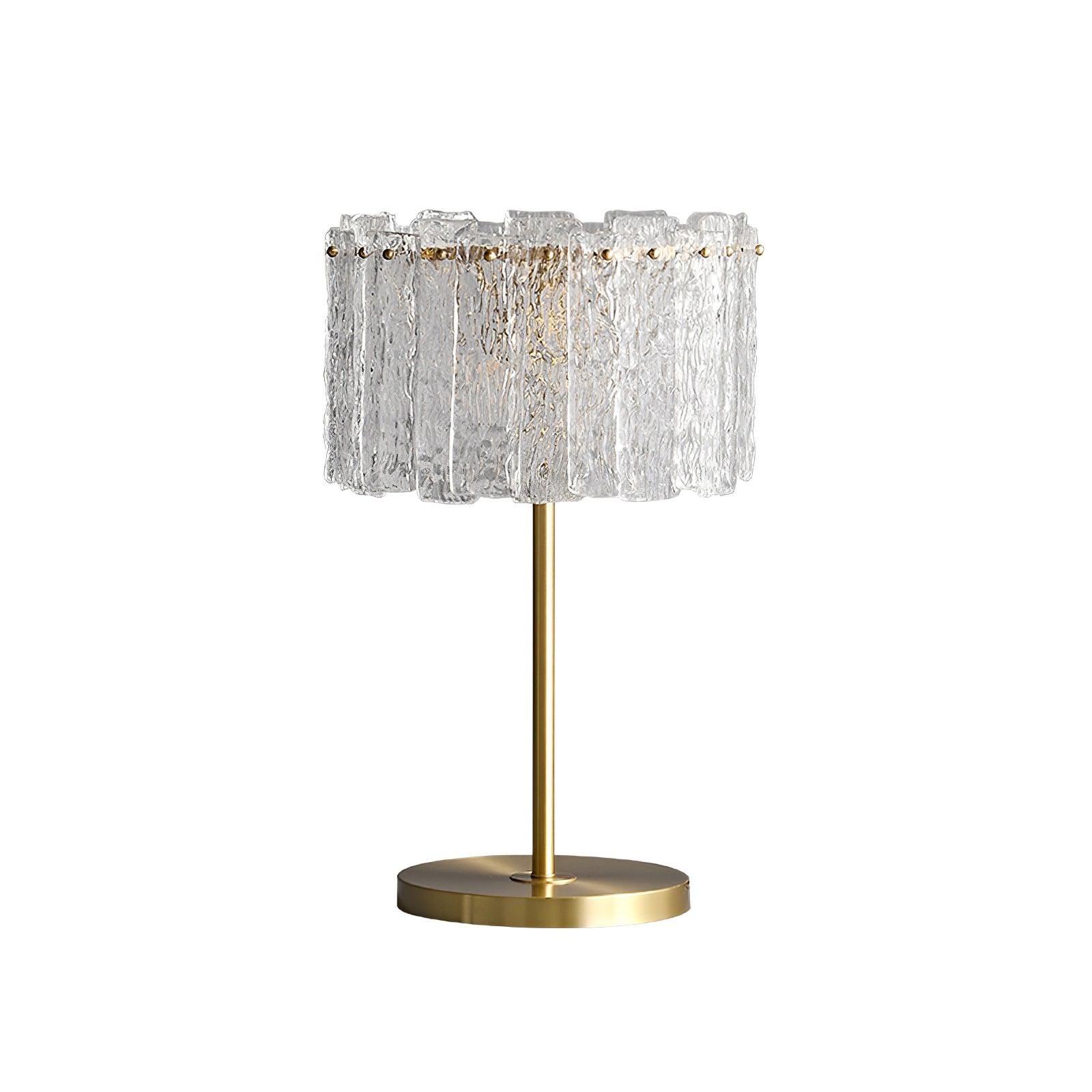 Round Base Table Lamp with Metal Stem and Crystal Shade